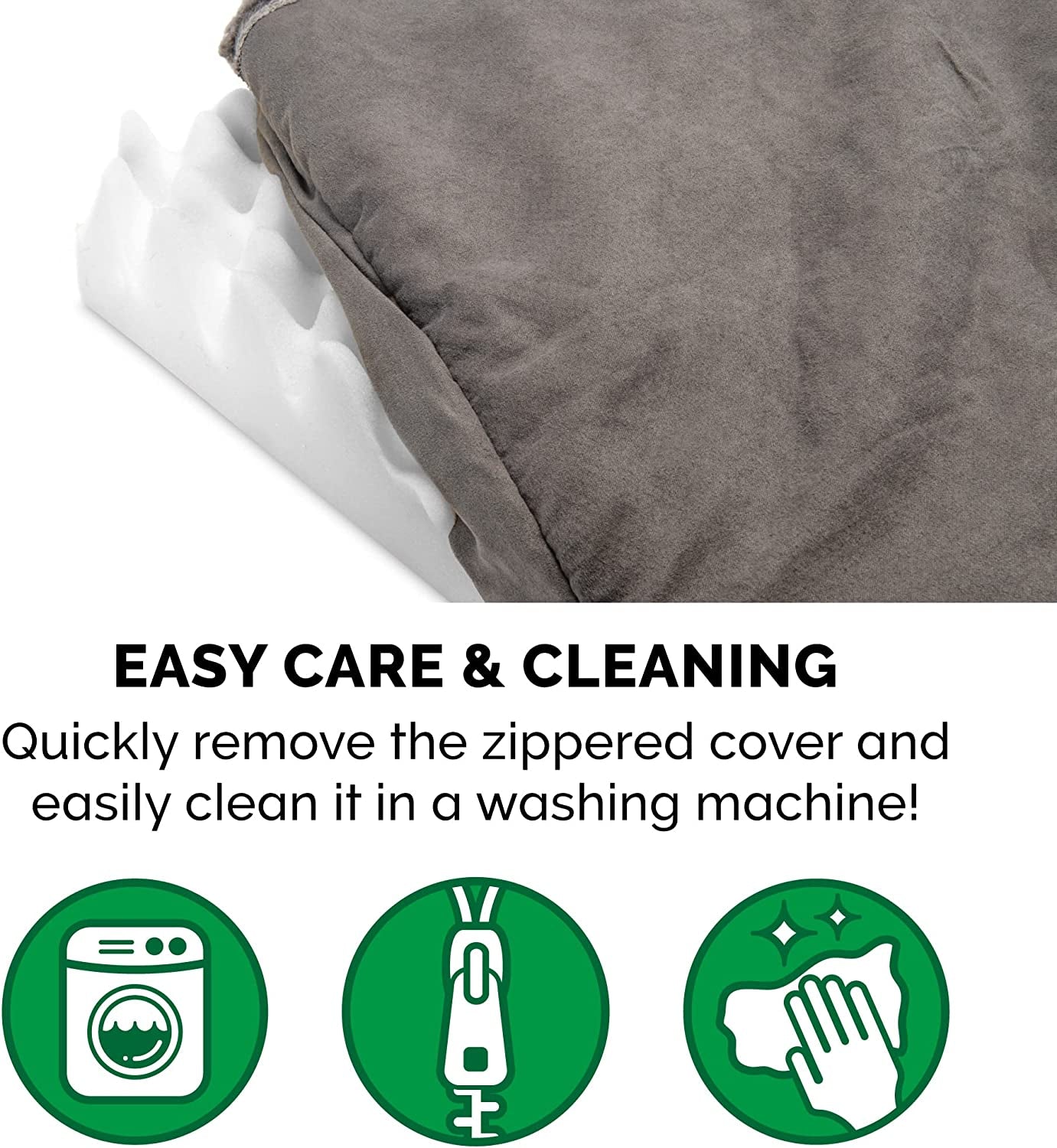 Orthopedic Dog Bed for Medium and Small Breeds with Removable, Washable Cover - Suitable for Dogs up to 35 lbs - Berber and Suede Top Mattress - Gray, Medium Size