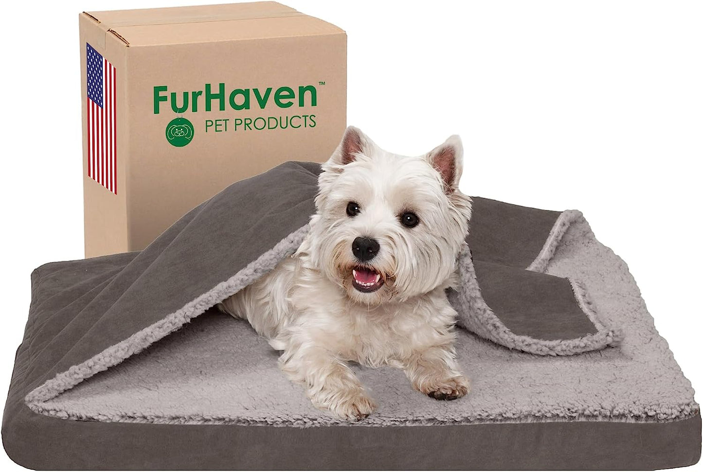 Orthopedic Dog Bed for Medium and Small Breeds with Removable, Washable Cover - Suitable for Dogs up to 35 lbs - Berber and Suede Top Mattress - Gray, Medium Size