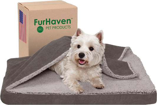 Orthopedic Dog Bed for Medium and Small Breeds with Removable, Washable Cover - Suitable for Dogs up to 35 lbs - Berber and Suede Top Mattress - Gray, Medium Size