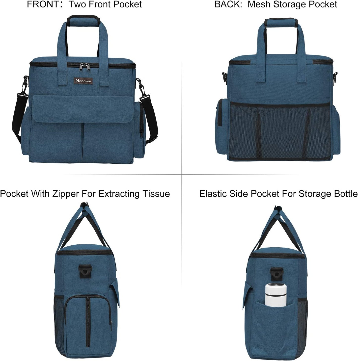 Pet Travel Bag for Dogs and Cats - Airline Approved Weekend Set with Multi-Function Pockets, Food Storage Containers, Collapsible Bowls, and Feeding Mat (Blue)