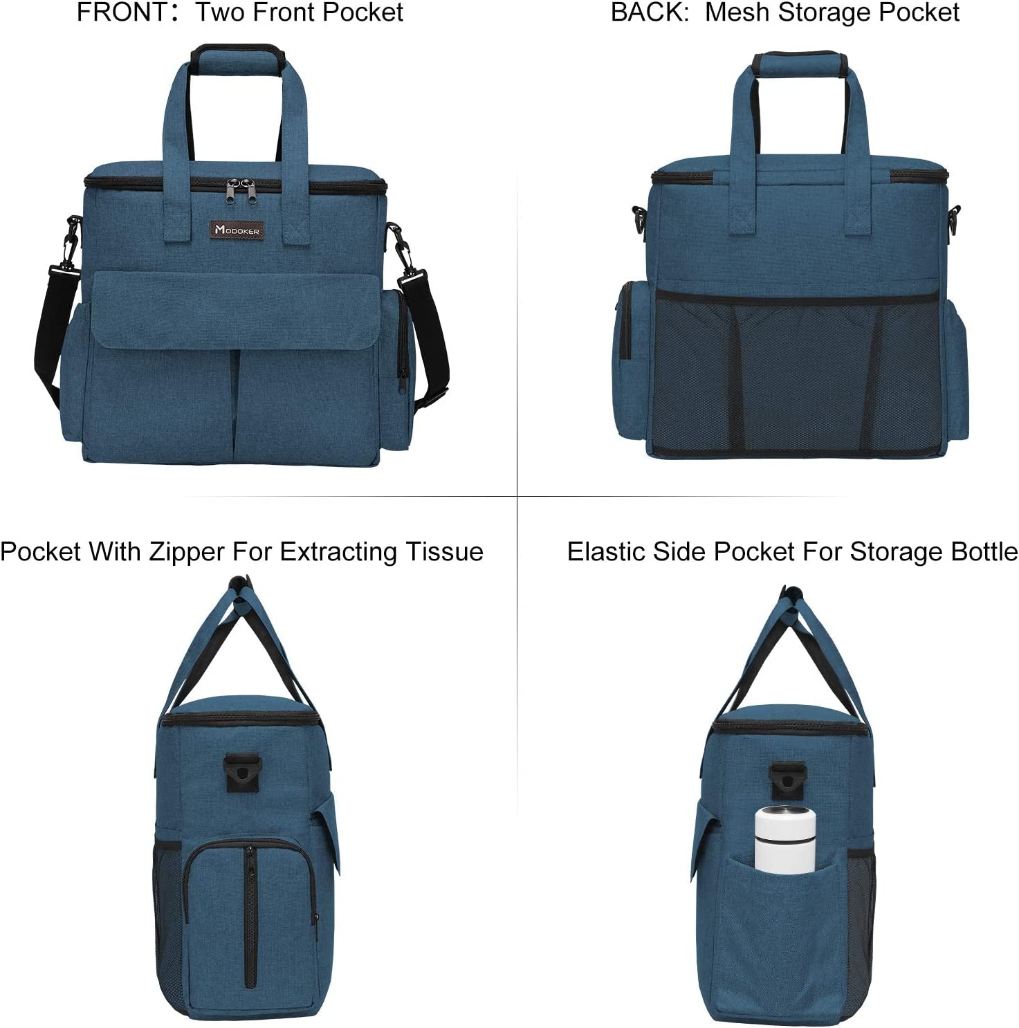 Pet Travel Bag for Dogs and Cats - Airline Approved Weekend Set with Multi-Function Pockets, Food Storage Containers, Collapsible Bowls, and Feeding Mat (Blue)