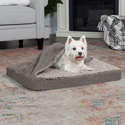 Orthopedic Dog Bed for Medium and Small Breeds with Removable, Washable Cover - Suitable for Dogs up to 35 lbs - Berber and Suede Top Mattress - Gray, Medium Size