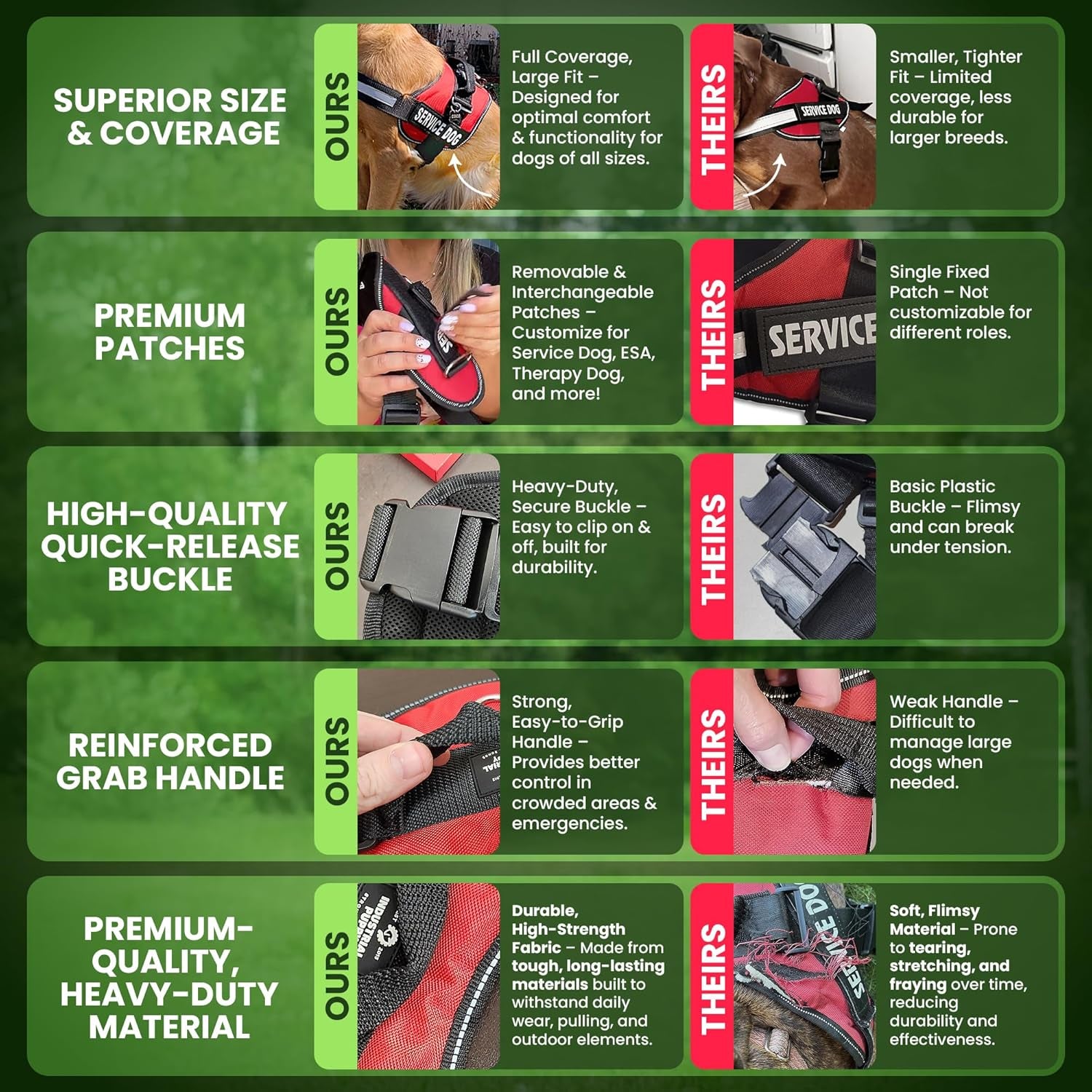 Emotional Support Vest Harness with Hook, Loop Straps and Handle, 2 Reflective Service Emotional Support Self-Adhesive Straps, ESA Matching Leash Set, Dog Accessories, XS, Bright Red