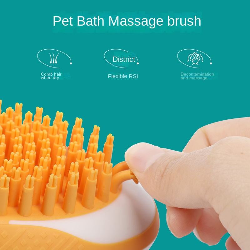 2-in-1 Pet Spa Massage Comb - Soft Silicone Dog and Cat Bath Brush for Grooming and Cleaning