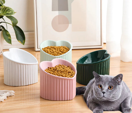 Slanted Ceramic Pet Bowl for Cats – Ergonomic, Whisker-Friendly Feeding Bowl